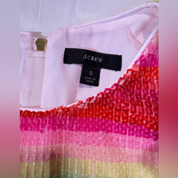 J. Crew Watermelon Stripe Sequin Sleeveless Top Sz S Preppy Spring Sparkly - Picture 4 of 8